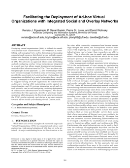 Facilitating the Deployment of Ad-Hoc Virtual Organizations With