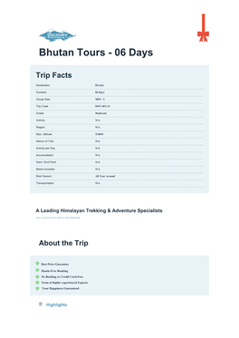 Bhutan Tours - 06 Days