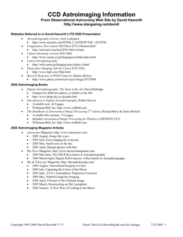 CCD Astroimaging Information from Observational Astronomy Web Site by David Haworth