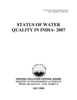 Status of Water Quality in India- 2007