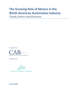 The Growing Role of Mexico in the North American Automotive Industry Trends, Drivers and Forecasts