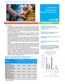 Ethiopia Humanitarian Situation Report #4 -April 2016