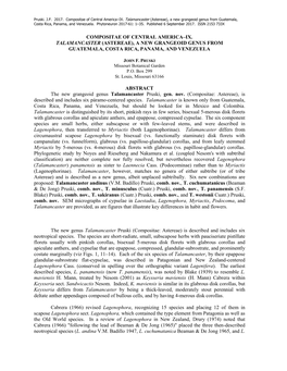 Compositae of Central America–IX. Talamancaster (Astereae), a New Grangeoid Genus from Guatemala, Costa Rica, Panama, and Venezuela