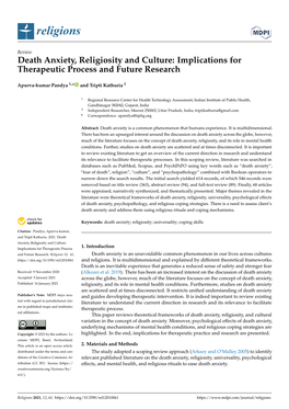 Death Anxiety, Religiosity and Culture: Implications for Therapeutic Process and Future Research