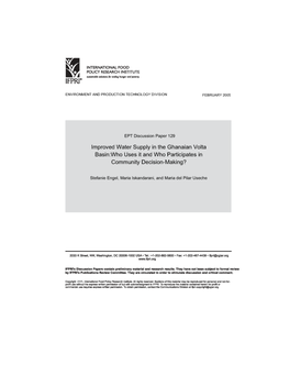 Improved Water Supply in the Ghanaian Volta Basin: Who Uses It and Who Participates in Community Decision-Making?1