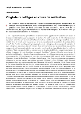 Vingt-Deux Collèges En Cours De Réalisation