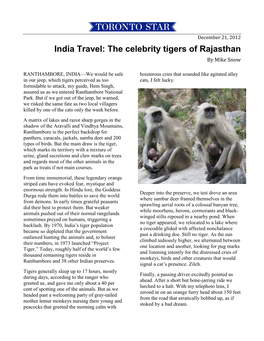The Celebrity Tigers of Rajasthan by Mike Snow