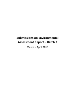 Submissions on Environmental Assessment Report – Batch 2 March – April 2013 ILI.AWARRA RESIDENTS for RESPONSIBLE MINING
