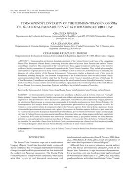 Temnospondyl Diversity of the Permian-Triassic Colonia Orozco Local Fauna (Buena Vista Formation) of Uruguay