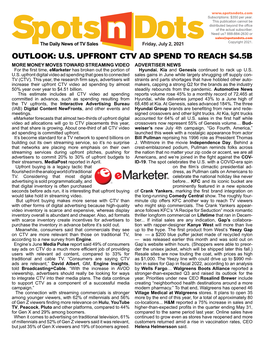 Outlook: Us Upfront Ctv Ad Spend To