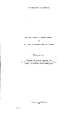 Marine Resources Bibliography of the Federated States of Micronesia