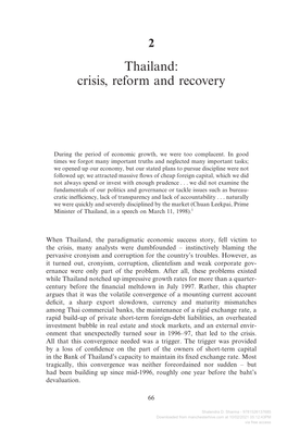 Thailand: Crisis, Reform and Recovery