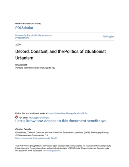 Debord, Constant, and the Politics of Situationist Urbanism