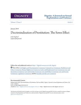 Decriminalization of Prostitution: the Soros Effect