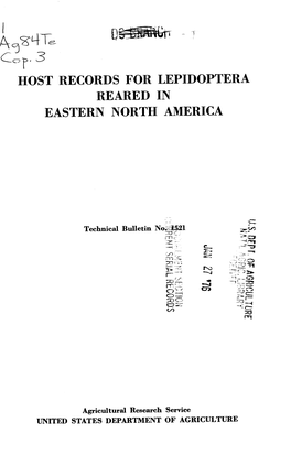 Host Records for Lepidoptera Reared in Eastern North America