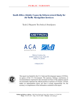 South Africa Airside Capacity Enhancement Study for Air Traffic Navigation Services