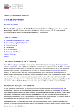 Flemish Movement | International Encyclopedia of the First World War