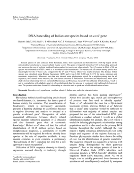 DNA Barcoding of Indian Ant Species Based on Cox1 Gene