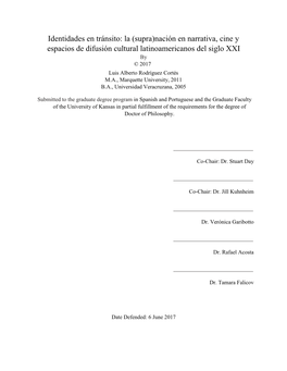 Nación En Narrativa, Cine Y Espacios De Difusión Cultural Latinoamericanos Del Siglo