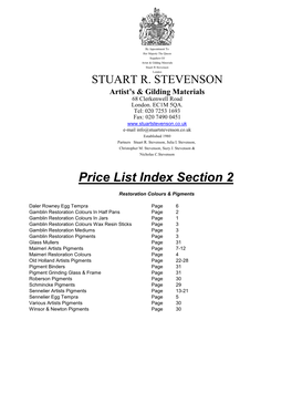 2019 0104 Price List Restoration Colours & Pigments