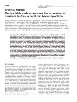Excess Labile Carbon Promotes the Expression of Virulence Factors in Coral Reef Bacterioplankton