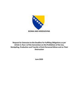 BOSNIA and HERZEGOVINA Request for Extension to The
