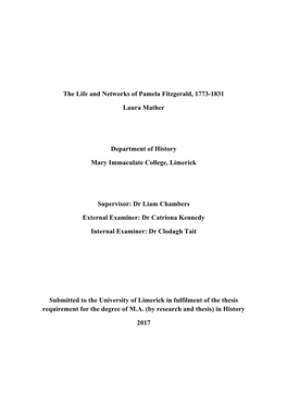 The Life and Networks of Pamela Fitzgerald, 1773-1831. MA.Pdf