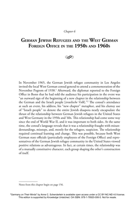 German Jewish Refugees and the West German Foreign Office in the 1950S and 1960S S