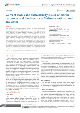 Current Status and Sustainability Issues of Marine Resources and Biodiversity in Sudanese National Red Sea Water