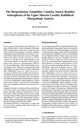 Of the Upper Miocene Locality Kohfidisch (Burgenland, Austria)