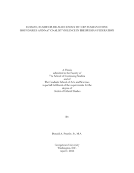 Russian Ethnic Boundaries and Nationalist Violence in the Russian Federation