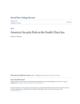 America's Security Role in the South China