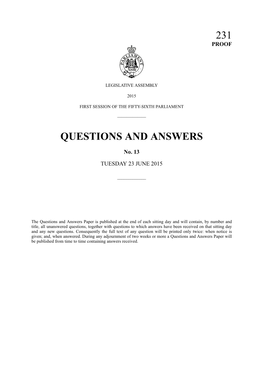 Questions & Answers Paper No. 13