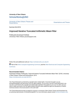 Improved Iterative Truncated Arithmetic Mean Filter