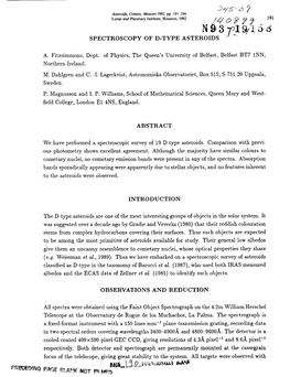 N 9 3 71!%:T 5 a SPECTROSCOPY of D=TYPE ASTEROIDS