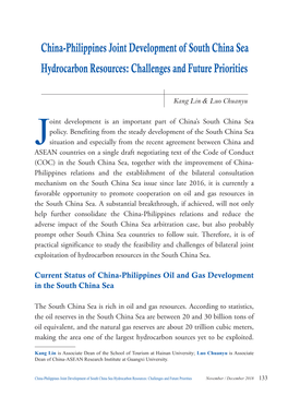 China-Philippines Joint Development of South China Sea Hydrocarbon Resources: Challenges and Future Priorities