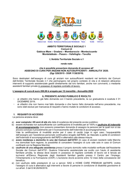 AMBITO TERRITORIALE SOCIALE 1 Comuni Di Gabicce Mare – Gradara – Mombaroccio - Monteciccardo Montelabbate – Pesaro – Vallefoglia - Tavullia