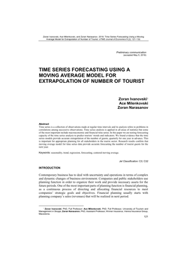 Time Series Forecasting Using a Moving Average Model for Extrapolation of Number of Tourist