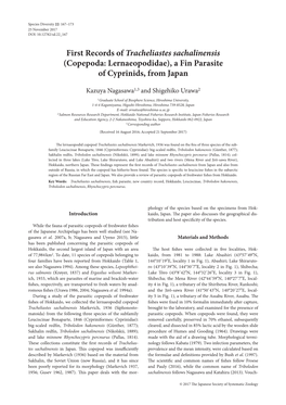 First Records of Tracheliastes Sachalinensis (Copepoda: Lernaeopodidae), a Fin Parasite of Cyprinids, from Japan