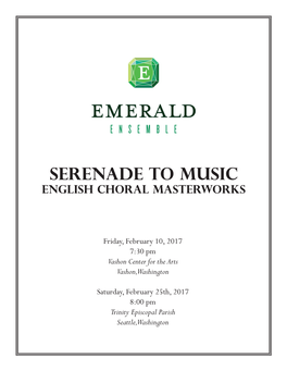 See Concert Program, with Program Notes, Texts