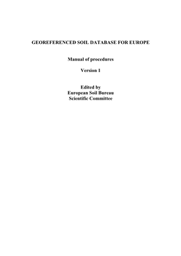 GEOREFERENCED SOIL DATABASE for EUROPE Manual Of