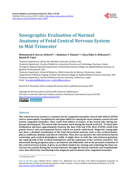 Sonographic Evaluation of Normal Anatomy of Fetal Central Nervous System in Mid-Trimester