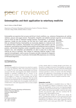 Extremophiles and Their Application to Veterinary Medicine