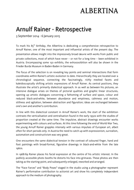 Arnulf Rainer - Retrospective 3 September 2014 - 6 January 2015