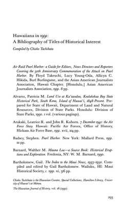 A Bibliography of Titles of Historical Interest Compiled by Chieko Tachihata