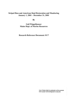 Research Reference Document 01/07 : Striped Bass And