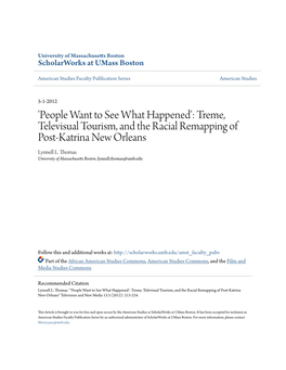 Treme, Televisual Tourism, and the Racial Remapping of Post-Katrina New Orleans Lynnell L