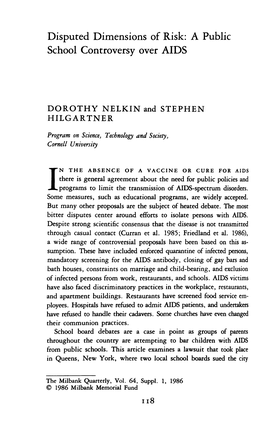 Disputed Dimensions of Risk: a Public School Controversy Over AIDS