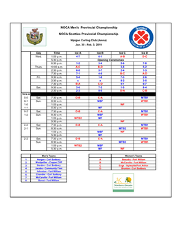 NOCA Men's Provincial Championship NOCA Scotties Provincial Championship
