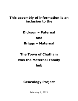 Maternal the Town of Chatham Was The